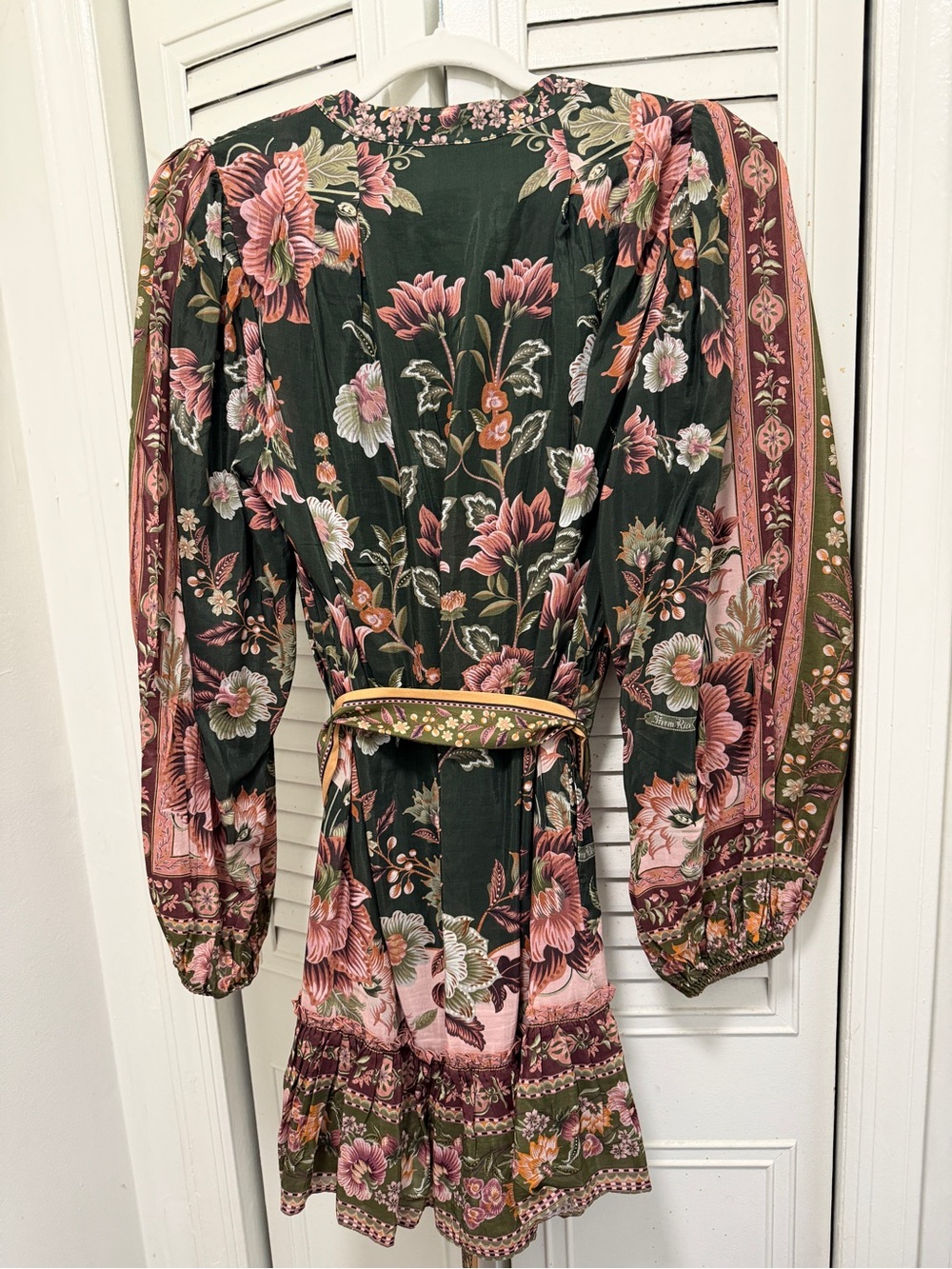 Flowering Garden Tree Long Sleeve Cotton Blend Mini dress - Picture 5 of 8